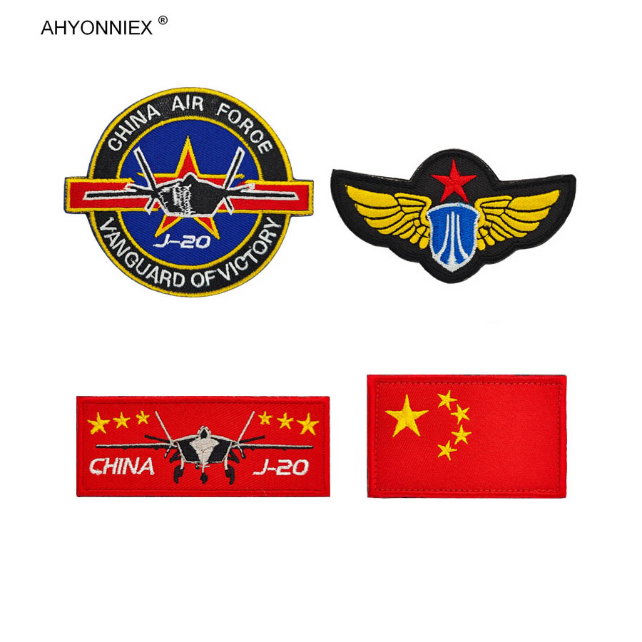 Patch Morale Tactical Military Hook Loop - Patch de drapeau chinois J20 en