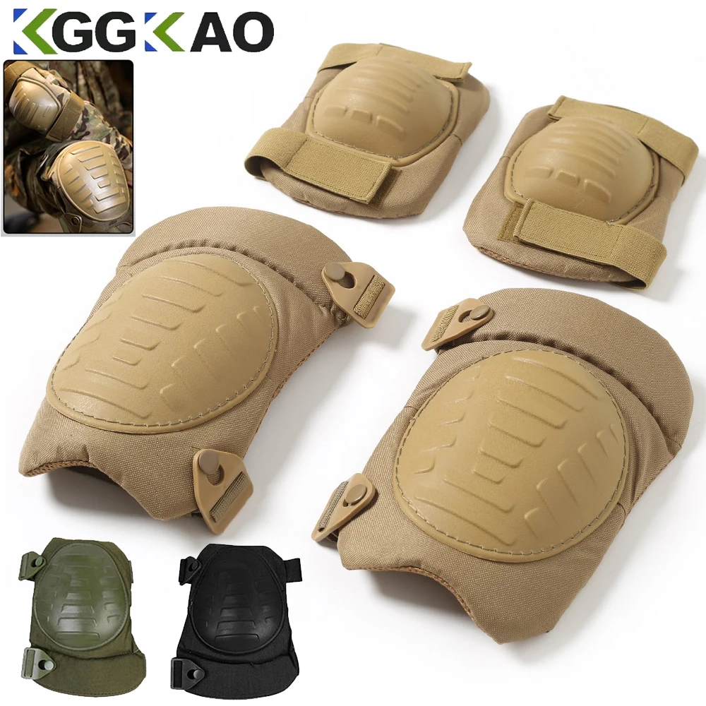 Combat Knee Pads Elbow Pads Set Military - Genouillère et coudière réglables professionnels pour